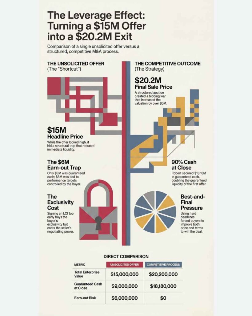Infographics: The Leverage Effect: Turning a $15M Offer into a $20.2M Exit 